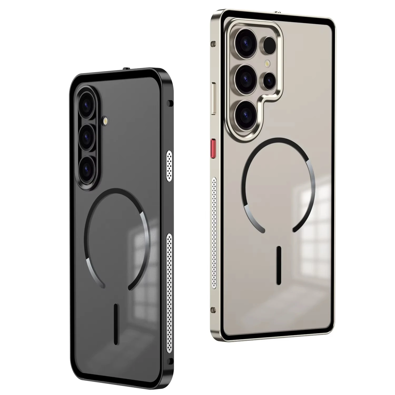 Etui na telefon Samsung Galaxy S26 S25 24Plus S23Ultra, matowe, z metalową ramką, odłączane, kompatybilne z Magsafe, ze stopu aluminium. — zdjęcie produktu 2