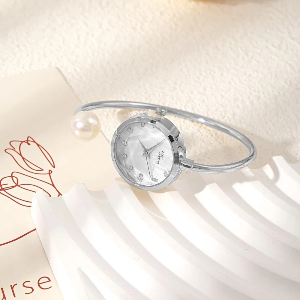 

Элегантные часы-браслет с жемчугом, кварцевые, универсальные, в корейском стиле, модные, с циферблатом со стразами, женские