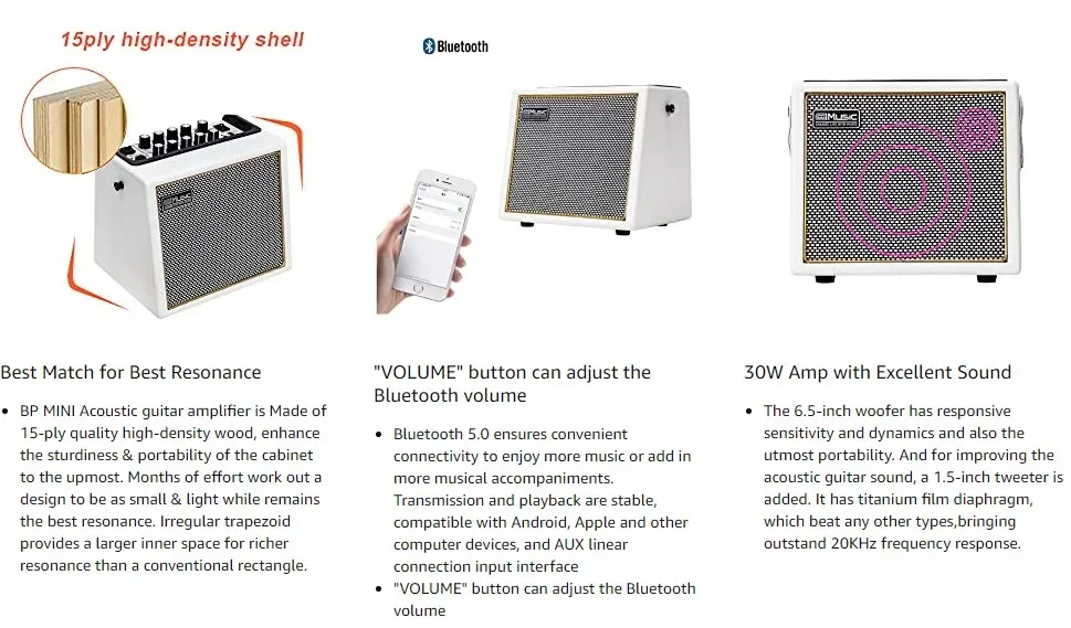 Peiqi Coolmusic BPMINI الصوتية الكهربائية مكبر صوت الجيتار أمبير المتكلم المحمولة بلوتوث قابلة للشحن القيثارة ساكس الكمان البيانو B