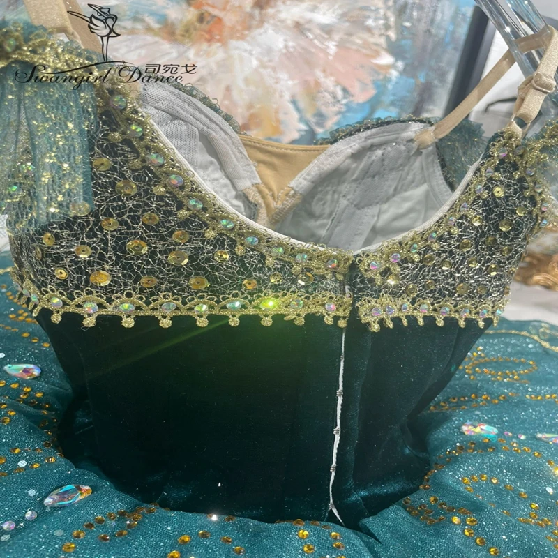 Adulto nuevo Color verde negruzco La Esmeralda profesional panqueque Ballet tutú disfraces mujer BT4400