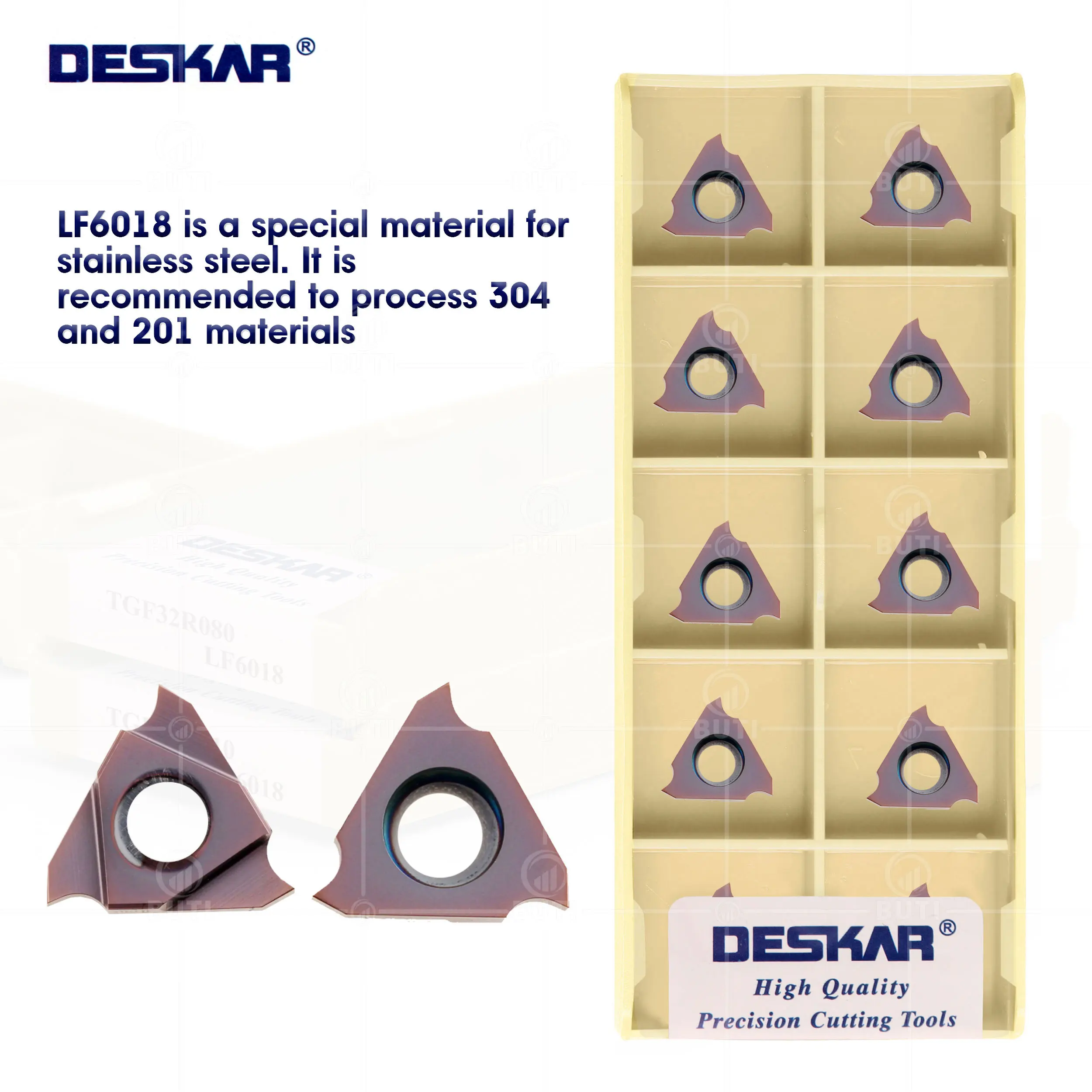 Deskar-cnc Inserções de Boca Plana Grooving Tools Adequado para Materiais de Aço Inoxidável 100 Original Tgf32r Tgf32l Lf6018 Cnc