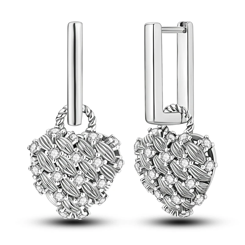 

925 Sterling Silver Earrings Women Sparkling Crafting Heart Pattern Drop Earring For Anniversary Wedding Jewelry Gifts