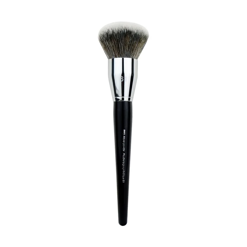 Professional Black Long Wood Handle Dense Synthetic Hair No.61 Large Dome Shaped Allover Powder Brush Makeup Tool