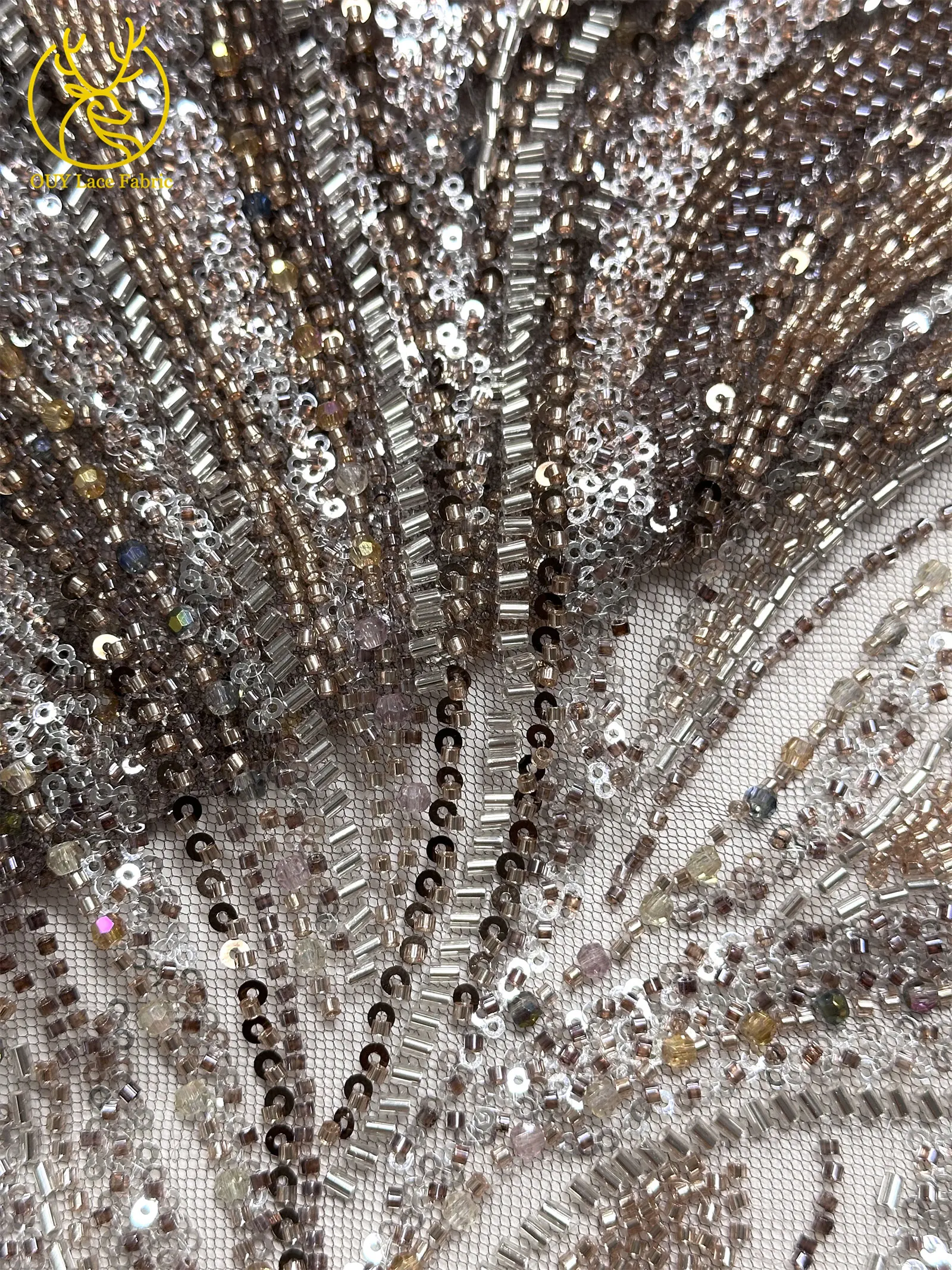 2026 Neuester nigerianischer Luxus-Bräutigam-Spitzenstoff mit Handperlen, afrikanischer Pailletten-Spitzenstoff, geeignet für Hochzeit, Party, Kleid, Sewin – Detail 20