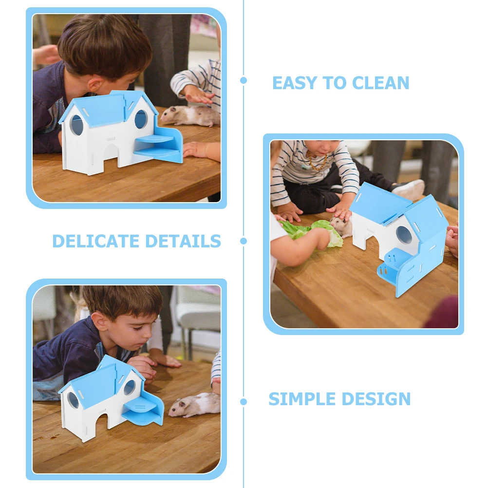 

2 Pcs Colorful Mini House Hamster Bed Small Animal Supplies Waterproof PVC Pet House Blue Hamster Houses Hideouts Cage
