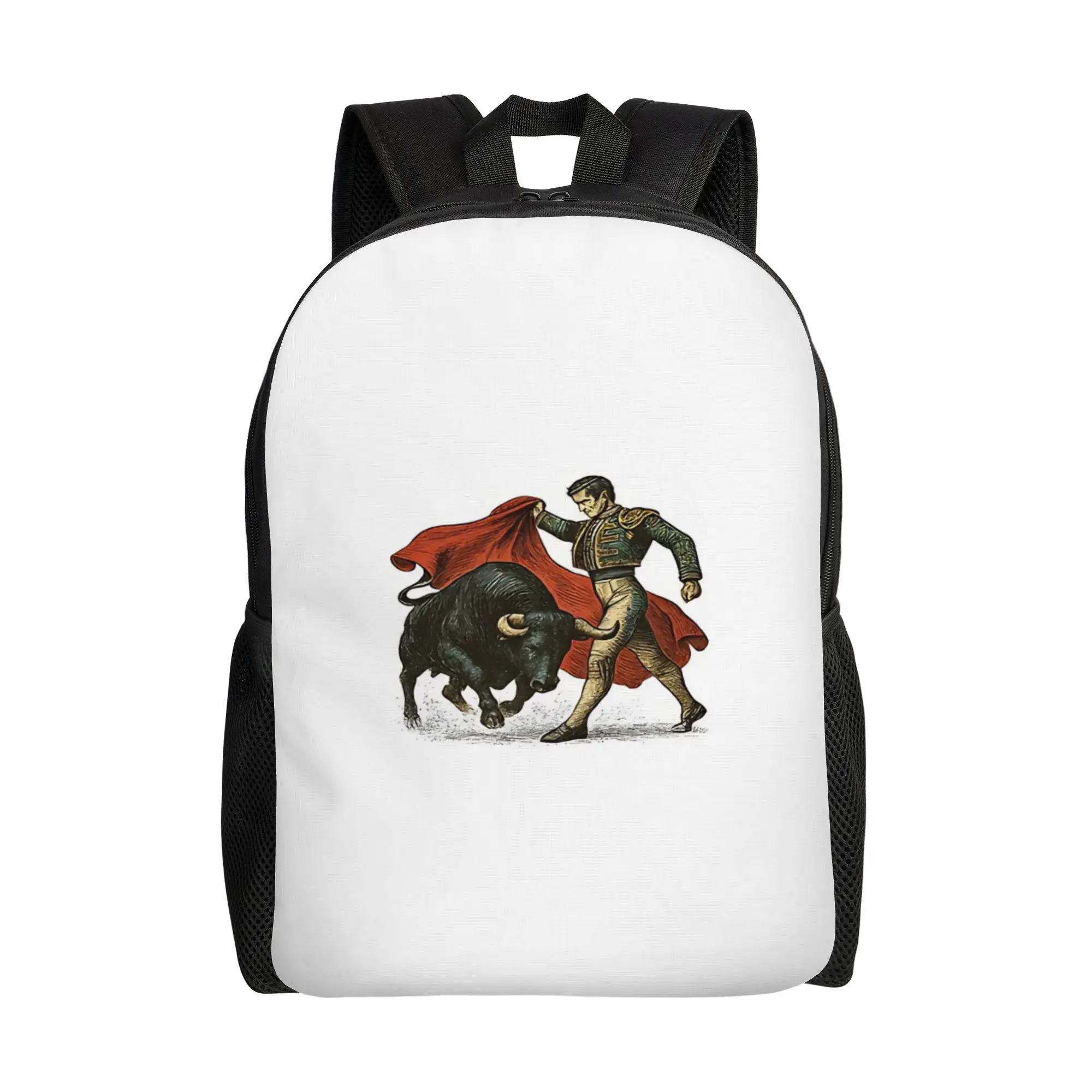 Back to school season Fashion Retro Bullfighter and Matador Vintage Engraving Style Knapsack  Male Lady Backpack