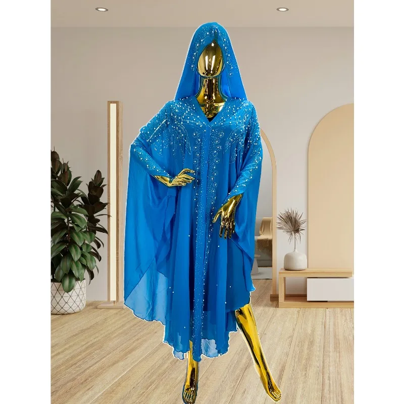 

One Piece Evening Dress Women Dashiki Muslim Fashion Abaya African Clothes Robe Marocaine Luxury Dubai Kaftan Dress Vetement