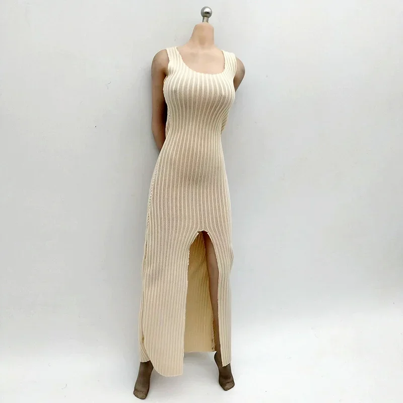 1/6 Scale Beige elegant Long Dress Female Solider Sexy Slit longuette Skirt Clothes Model for 12in PH TBL Action Figure Toys