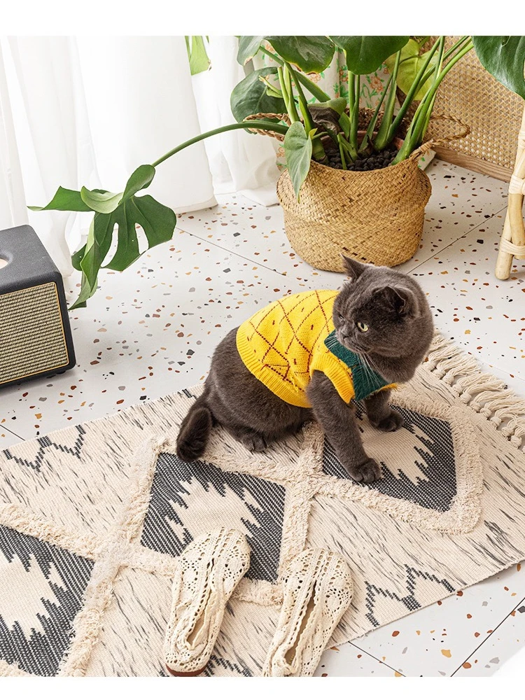 

Retro Cotton Linen Carpet Tassel Cluster Weaving Bede Table Mat Tat Photoaphy Props Home Decorative Floor Mats