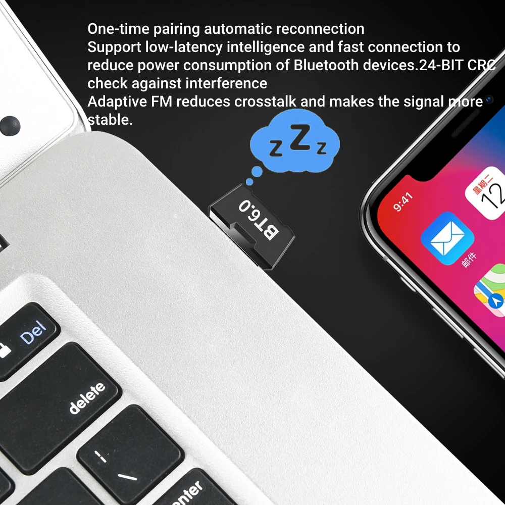 Adaptador USB Bluetooth 6,0 Bluetooth 5,4 Dongle transmisor receptor de Audio y música para teclado Bluetooth ratón auriculares altavoz