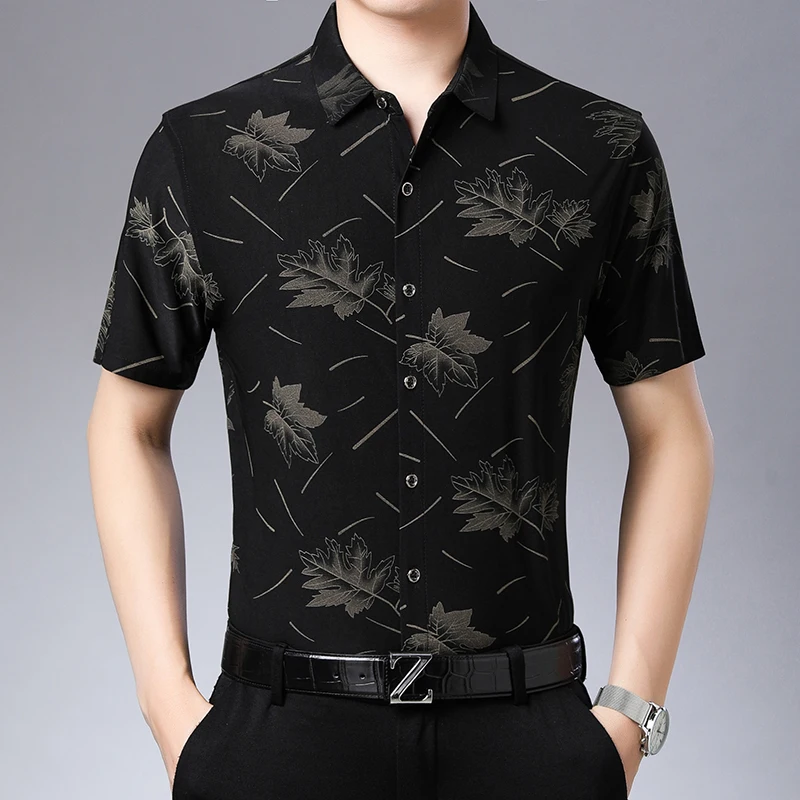 Short Sleeve Shirt Printing Polo Shirt Autumn 2024 Men\'s Business Casual Retro Ethnic Clothing In Asian Size M-4XL