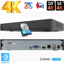 Grabadora de vídeo en red Onvif, 4K, 16 canales, NVR, H.265, para cámara IP (1080P/3MP/4MP/5MP/8MP), XMeye, NVR, detección facial, P2P, grabación CCTV en la nube