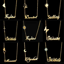Acheerup Personalized Name Butterfly Necklace for Women Customized Stainless Steel Zircon Pendant Daisy Jewelry Birthday Gift