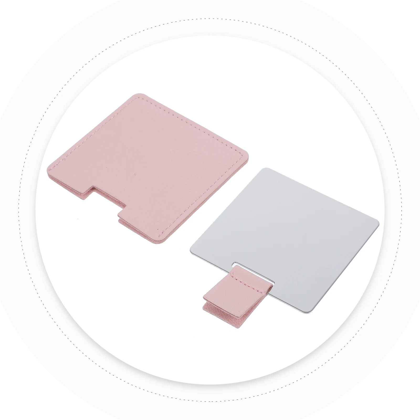 

Portable Makeup Mirror Stainless Steel Pink Cover Travel Vanity Mirrors Compact Durable For Bathroom Bedroom