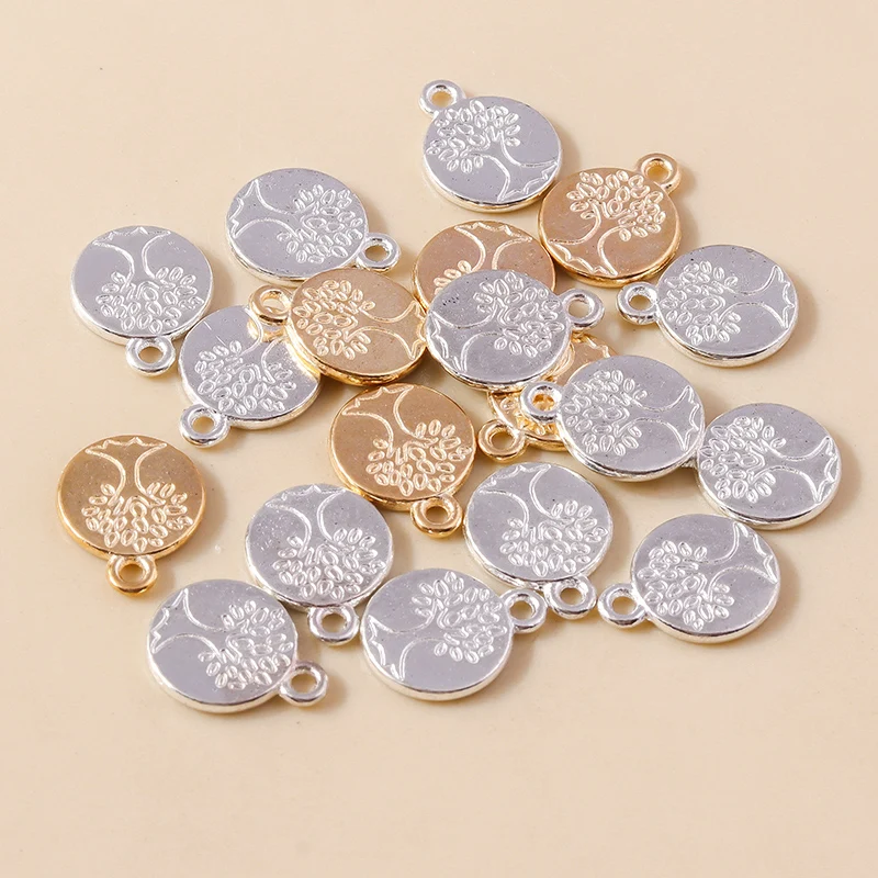 20 stücke 11*15mm Gold Silber Farbe Metall Lebensbaum Anhänger Legierung Baum Münzen Charms Armbänder Halsketten Schmuck machen Zubehör – Detail 2