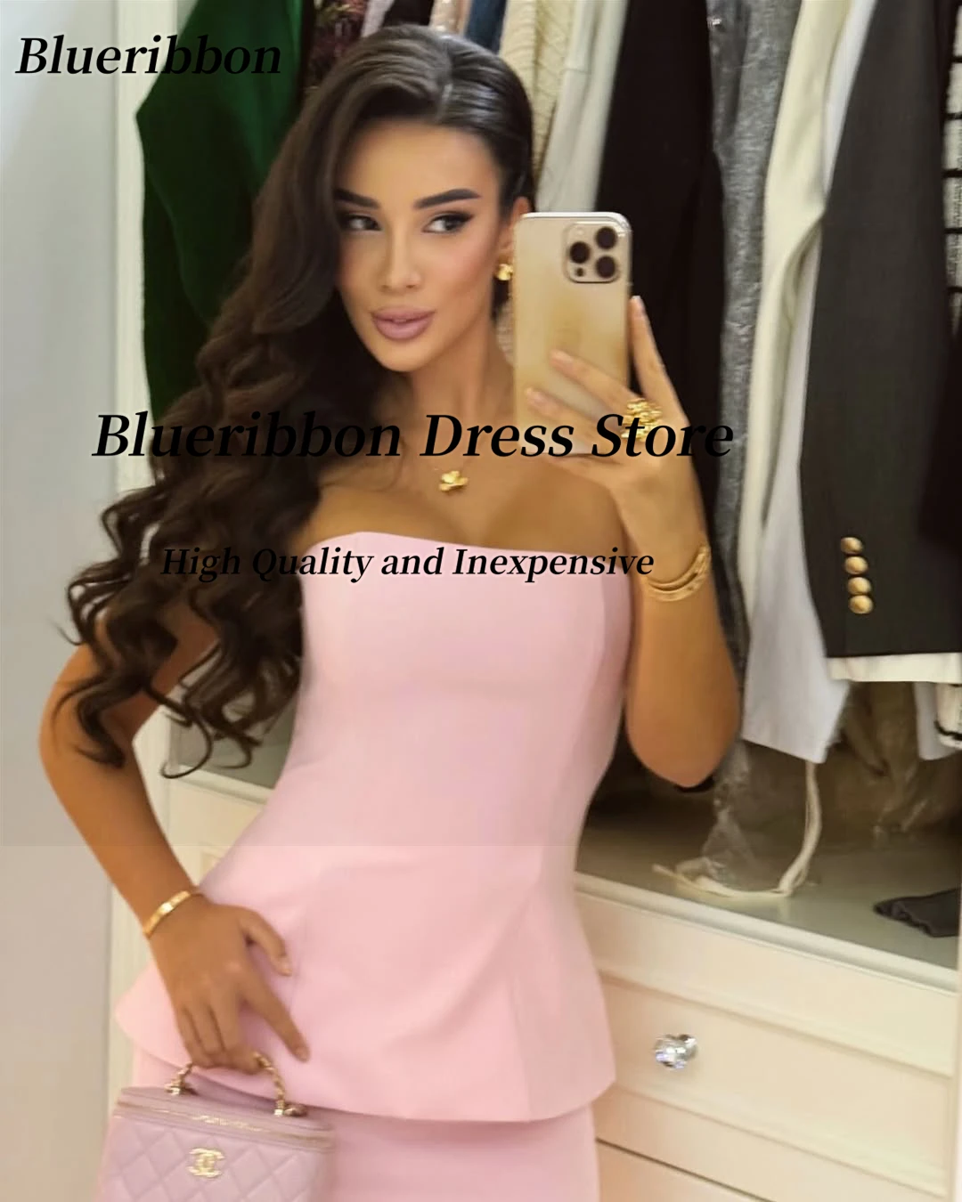 Blueribbon simples vestidos de baile sem alças zíper voltar festa de casamento vestido de dama de honra bainha longa vestidos de noite personalizados