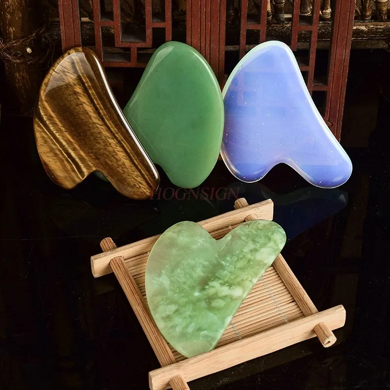 meridian dredging eye massage facial beauty instrument Natural jade heart-shaped scraping board home beauty tool facial pulling