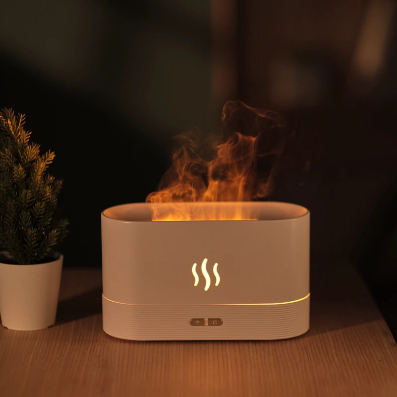 Humidificateur d'air à ultrasons personnalisé en usine, diffuseur d'arômes, huile essentielle, flamme de feu, vente directe de pièce