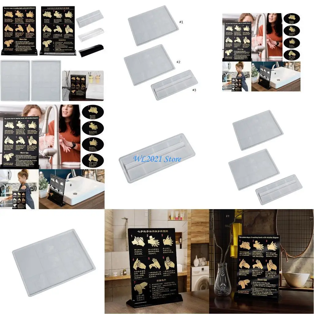 

G5GC Creative Sign Silicone Mold Hand Washing Method Sign Resin Casting Mold