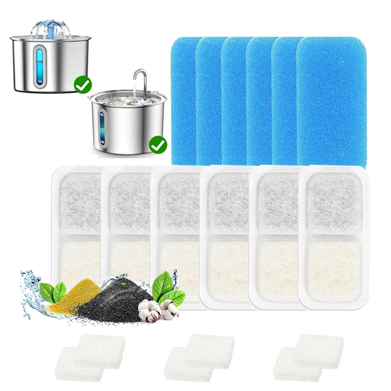 Filtros de repuesto para fuente de agua para perros y gatos, alimentadores dispensadores de acero inoxidable, fuente para mascotas, filtro reemplazado de carbón activado