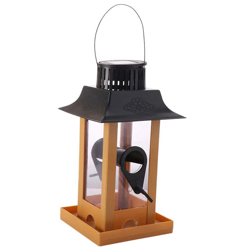 Rain-Resistant Hanging Bird Feeder Windproof Semi-automatic Bird Feeding Station Plastic Anti-leakage Bird Food Container