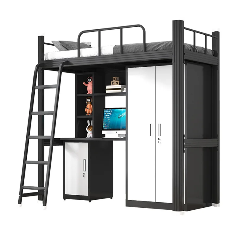 

Student apartment bed dormitory floor-to-ceiling high and low bed wardrobe desk integrated bunk bed steel and wood