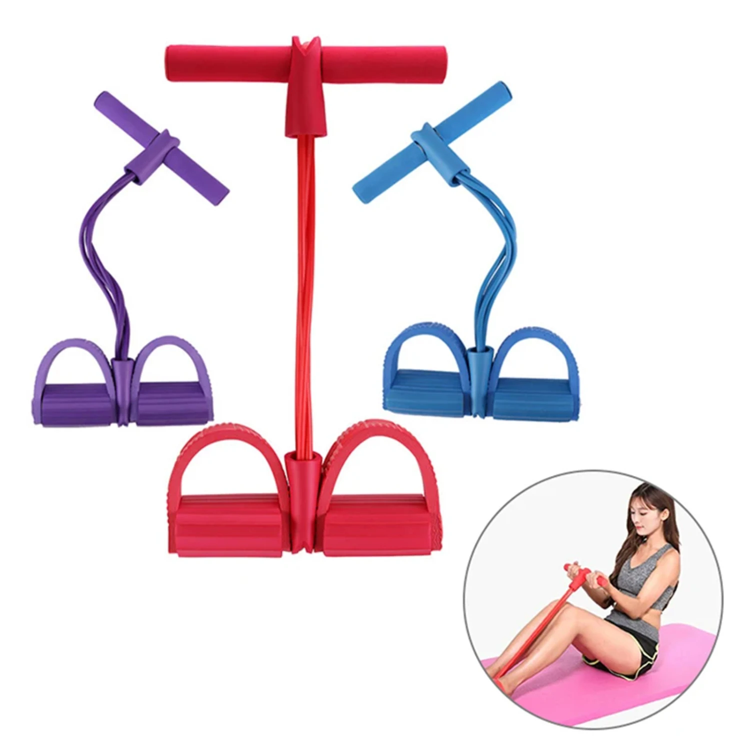 4 Tube Fitness Resistance Bands Latex Pedal Exerciser Sit- Pull Rope Expander Elastic Bands Yoga equipment Pilates Workout