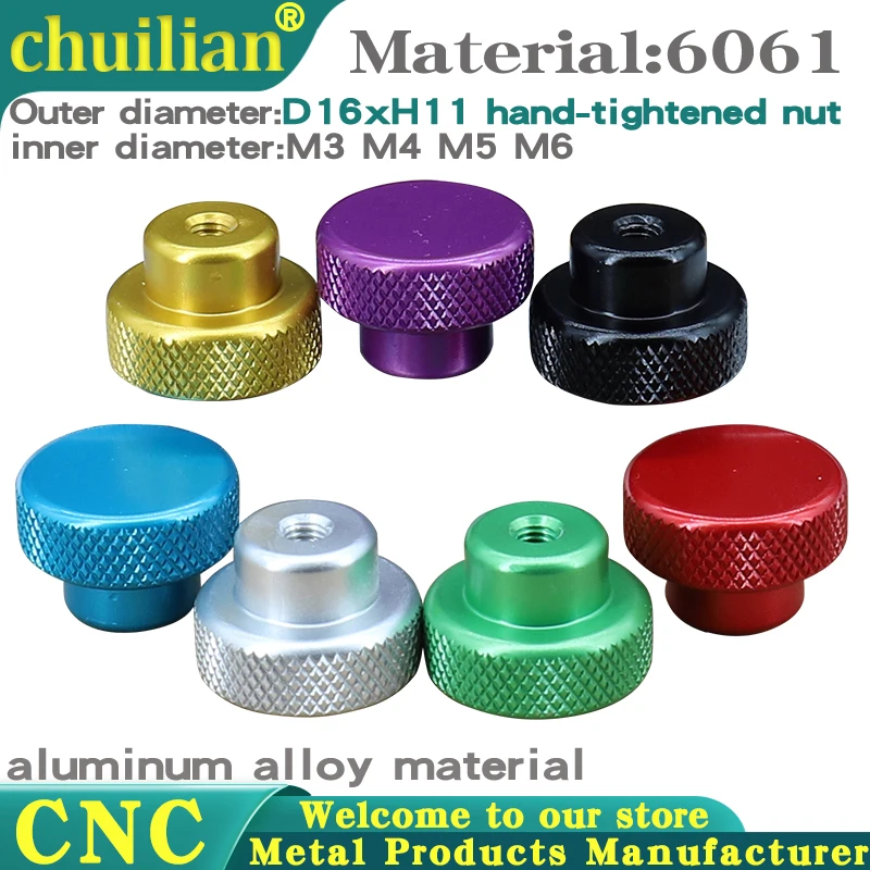 1Pcs M3 M4 M5 M6 M8 M10 M12 Knurled Thumb Nuts Aluminum Alloy Hand Grip Knobs Step Nut Silver/Black/Red Hand twisted nut