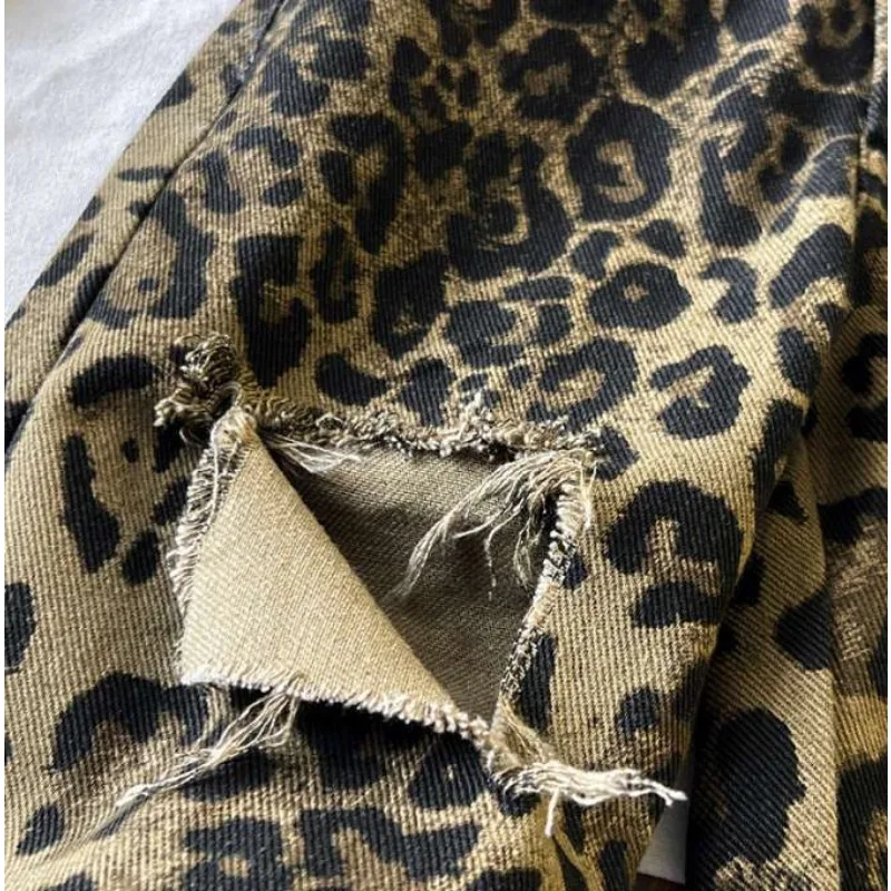 Children's Clothing Summer Leopard Print Ripped Pants Thin Pants for Boys and Girls Trendy and Cool Outfits