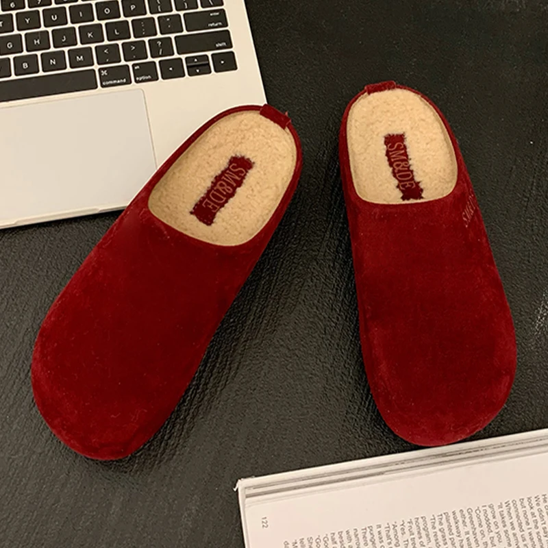 

Flats Women's Cotton Slippers Suede Fashion Warm Mules Shoes Casual Winter Woman's Boots 2025 New Cozy Slingback Mujer Zapatos