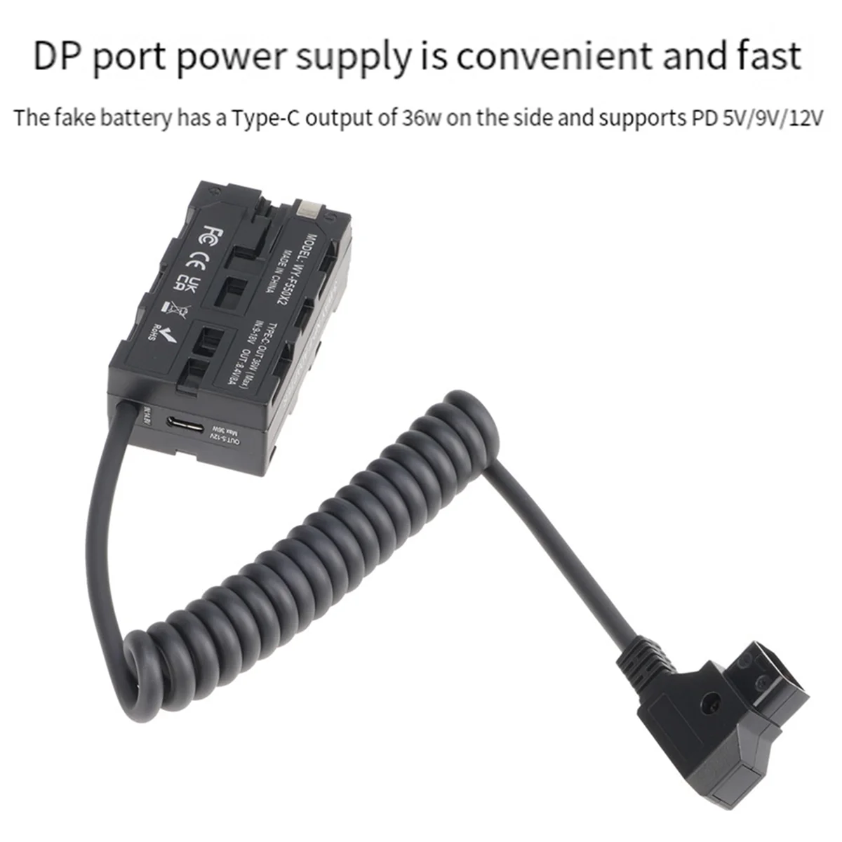 

【New User Coupon】For DSLR F970/F750/F530/F330 D-TAP to Dual F550 Analog Convenient Portable Dummy Battery Monitor Power Cord