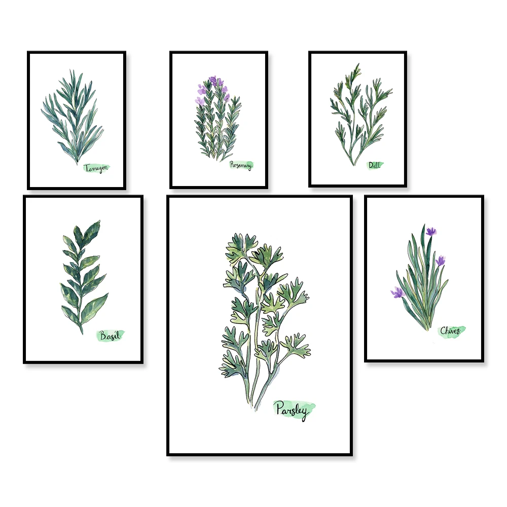 

Kitchen Wall Art, Watercolor Herb Print, Watercolor Herb Printable, Kitchen Herbs Art Printable, Kitchen Spices Art Print, Herbs