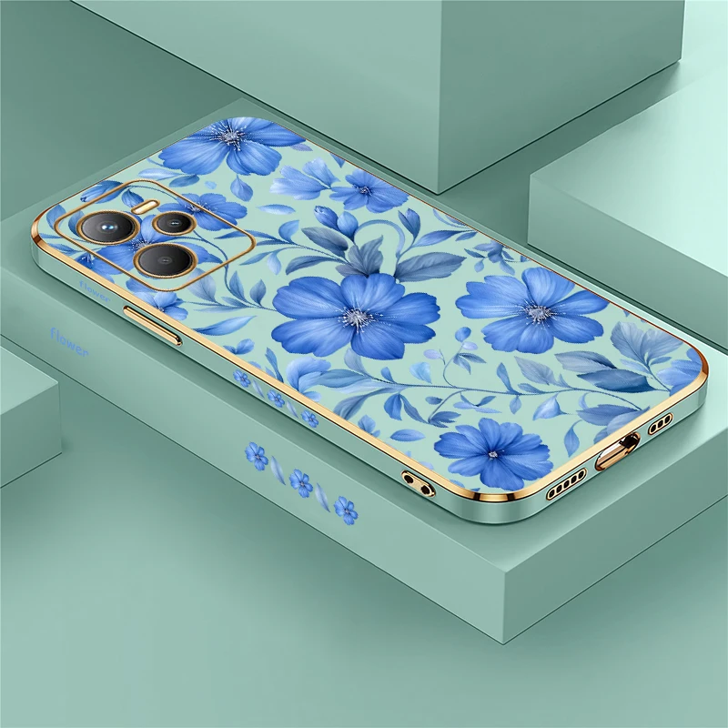 Coque à motif floral pour Realme C65 C55 C53 C35 C33 C30 S S25Y C21 Y C20 C20A C17 C15 C11 2021, étuis en silicone résistants aux chutes.