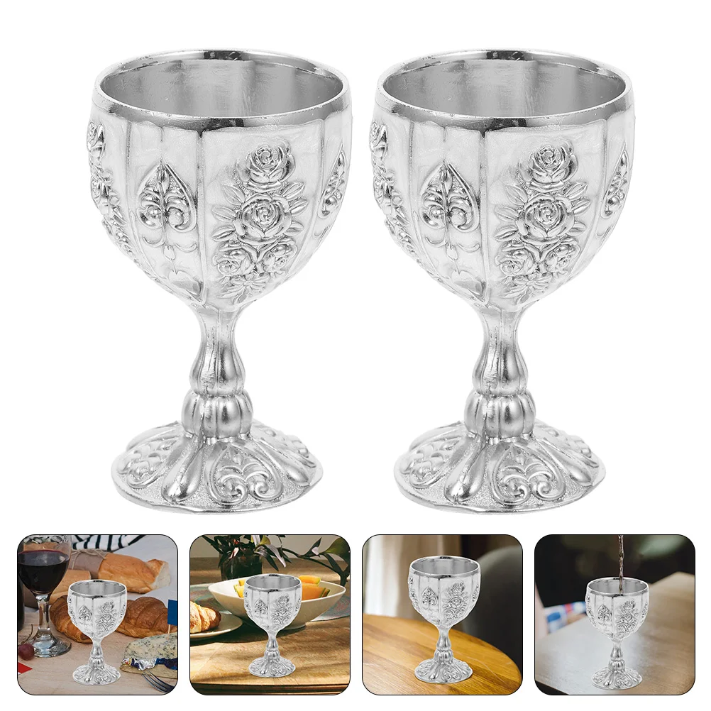 2 Pcs Cocktail Glasses European High-end Delicate Cup Mug Home Embossed Goblet