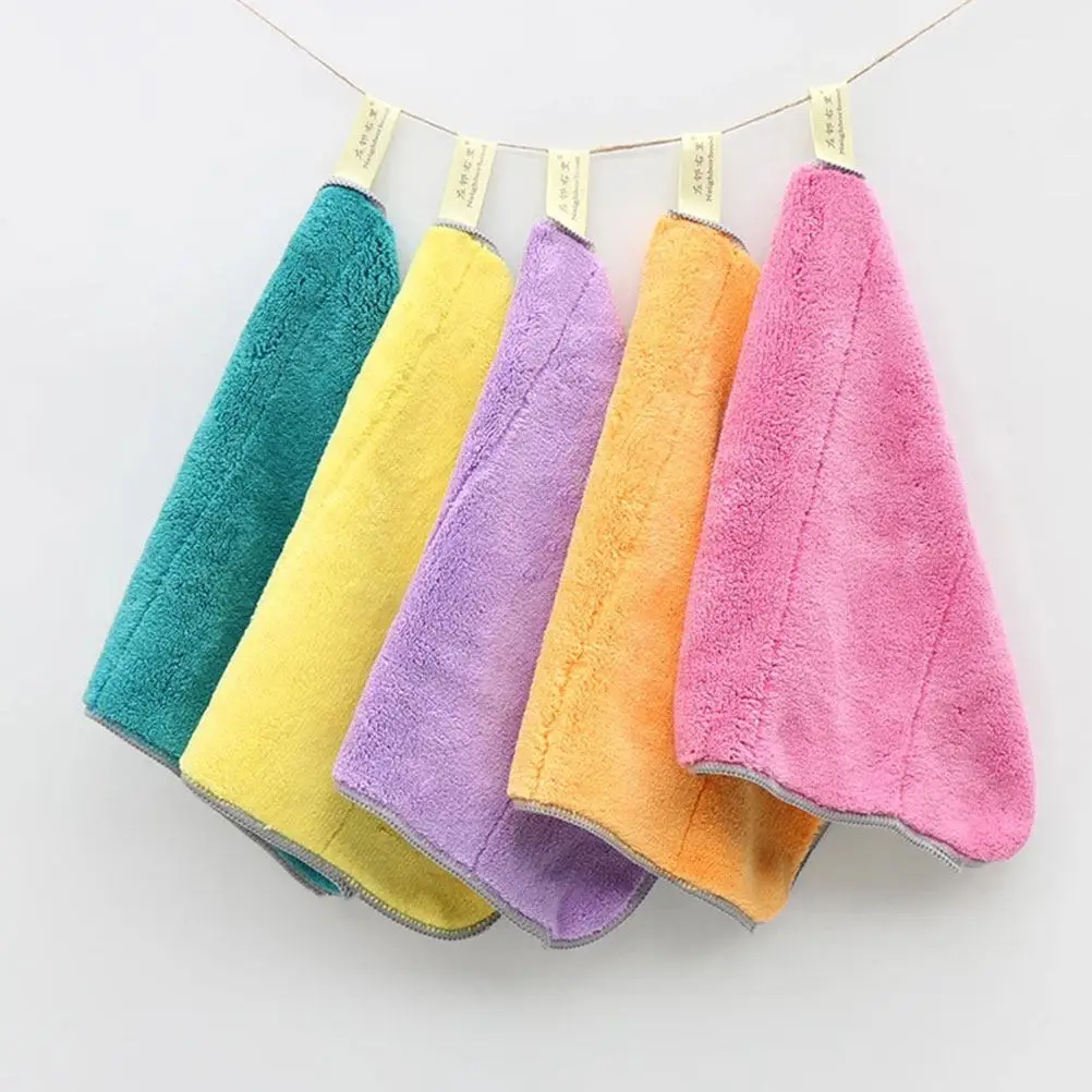 

5Pcs Household Dishcloths Double-Sided Kitchen Cleaning Cloths Absorbent Non-Greasy Dish Towels Strong Scouring Tableware Rags