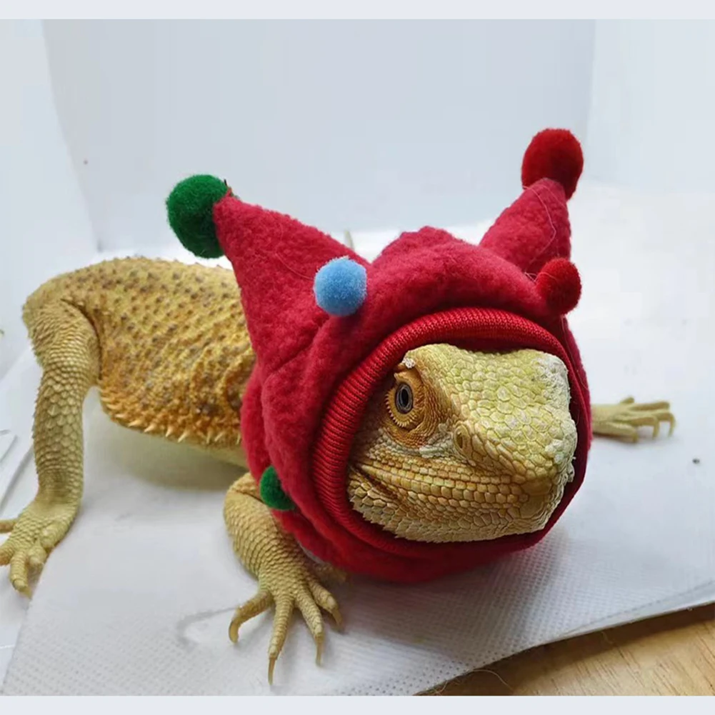 Lizards Halloween Hat Bearded Dragon Fleece Horned Hat With High Elastic Wool Ball Scarf Costume Reptiles Hoodies Clothes Geckos