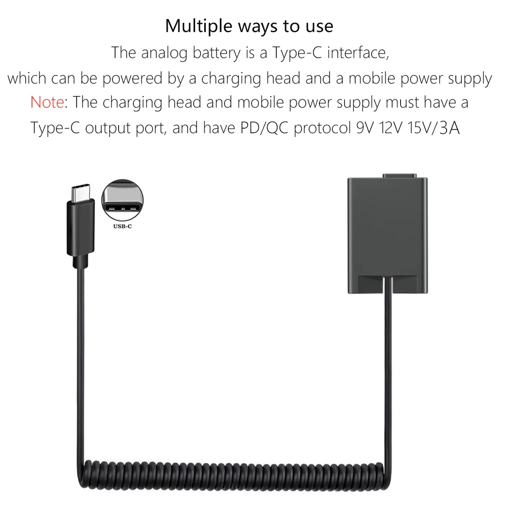 EN-EL25 ENEL25 EN-EL25a ENEL25a Dummy Battery Type-C Cable PD Adapter for Nikon Z fc Zfc Z30 Z50 Digital Cameras