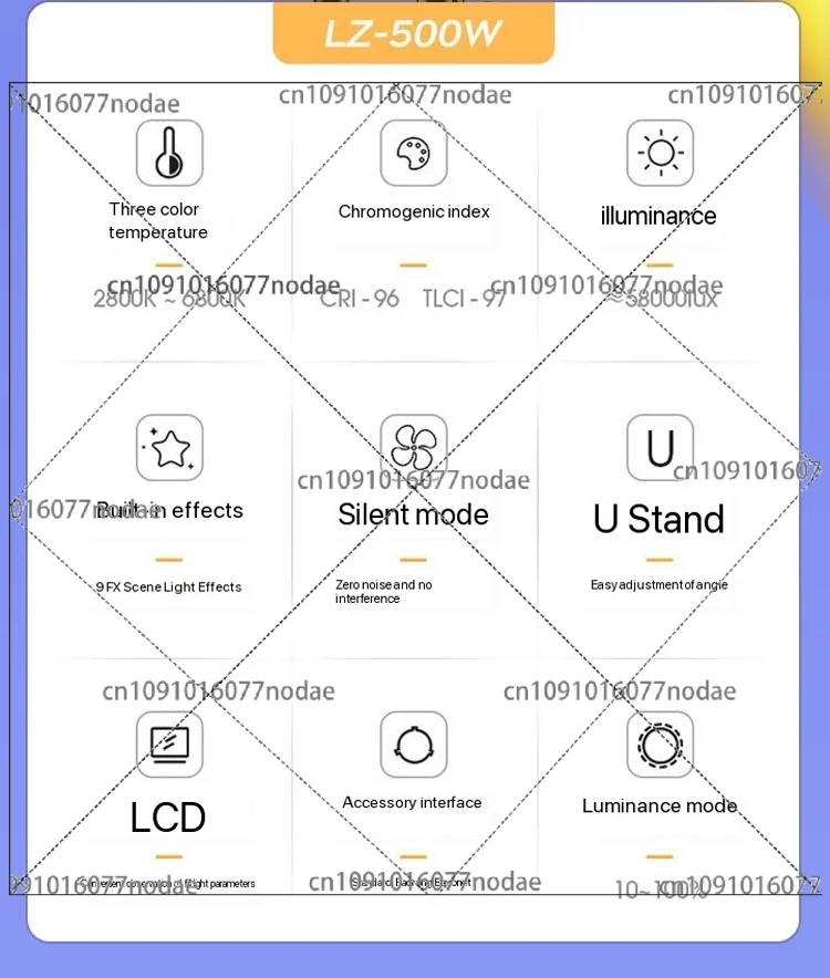 LATZZ 300W LED Video Light 2800k-6800k 220V Photography Light APP Control Studio Photo Lamp Camera Light for Live Broadcast