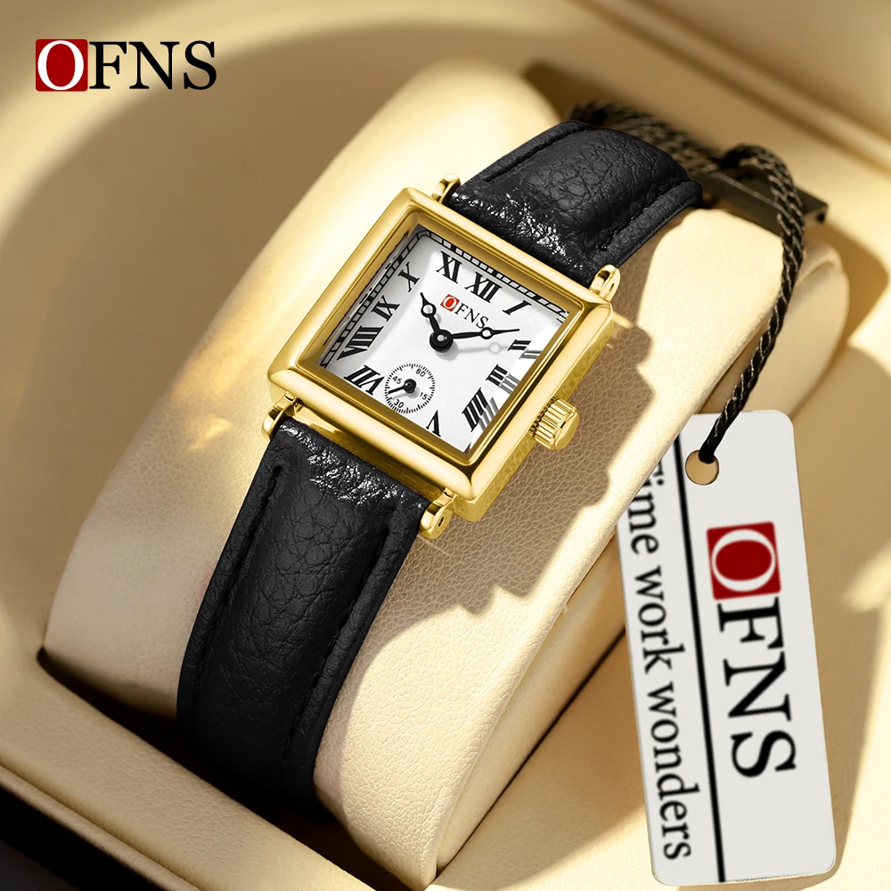 

OFNS 1503 brand watch niche square dial fashionable and minimalist Roman scale light luxury waterproof women's quartz watch 2024