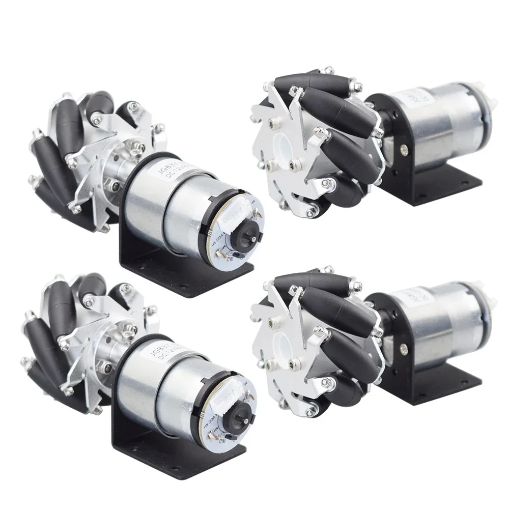4 sztuki / zestaw 10KG Obciążenie 60mm Metalowe koło Mecanum z silnikiem enkodera 12v dla Arduino Rasbperry Pie DIY Robot RC Car STEAM Toy — zdjęcie 2