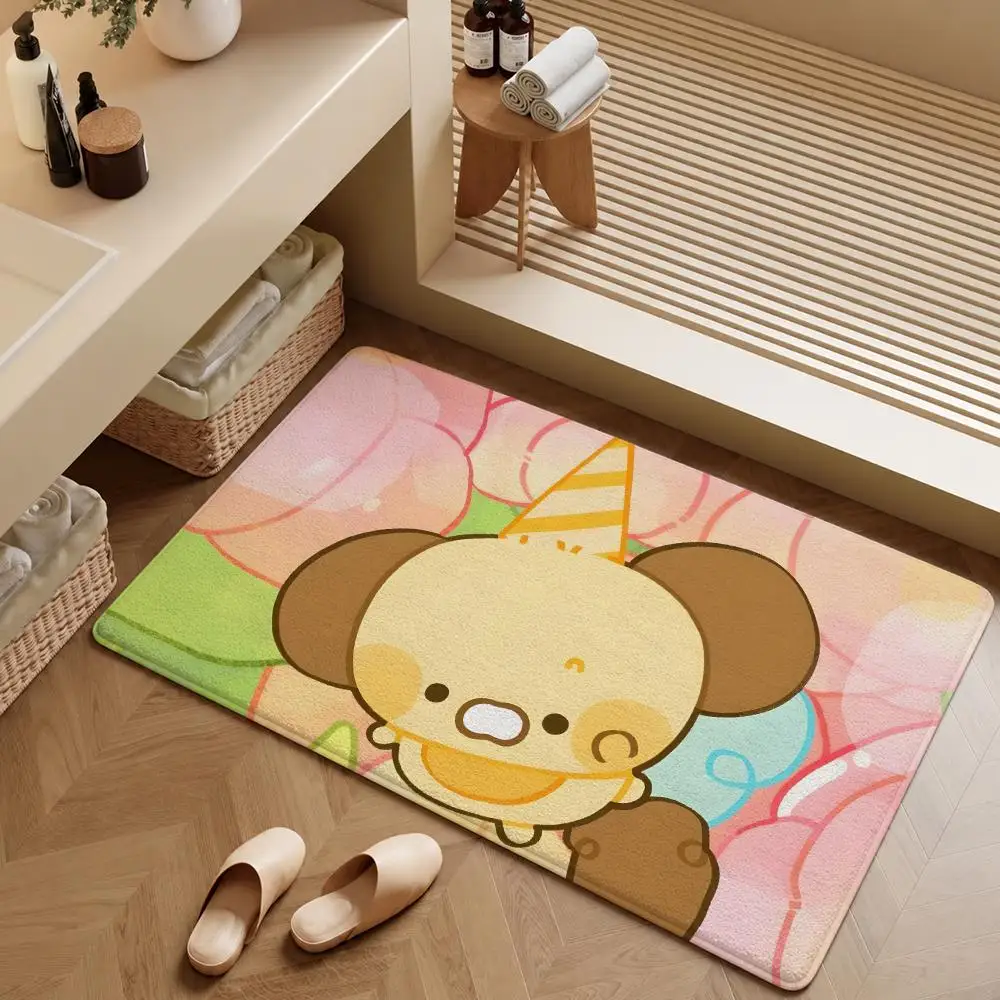 Floor Mat Soft Flannel Bee Entrance Doormat Ppipala Non-Slip Washable Rug Blue For Bedroom Bubbles Peach Kitchen Home Decor