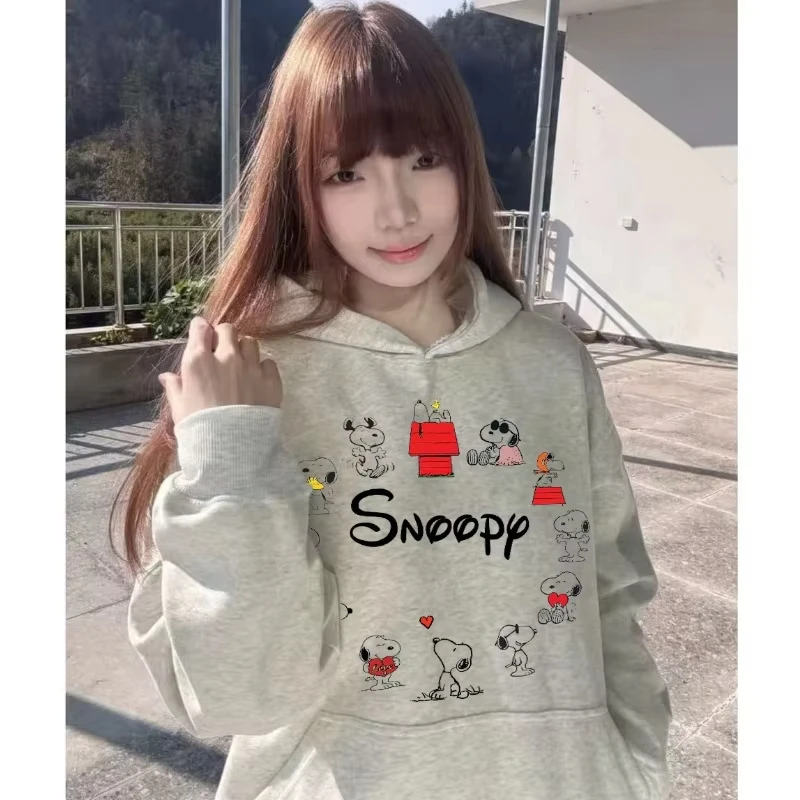 

Peanuts Snoopy Multiple Patterns Printed Hoodie Autumn Winter Casual Loose Hooded Sweatshirt for Women Harajuku Couple's Top