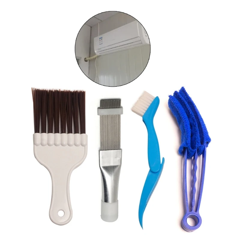 4pcs Air Conditioner Fin Comb Cleaner Kits Coil Cleaning Brush Evaporator Comb Radiator Repair Cleaning Tool Household