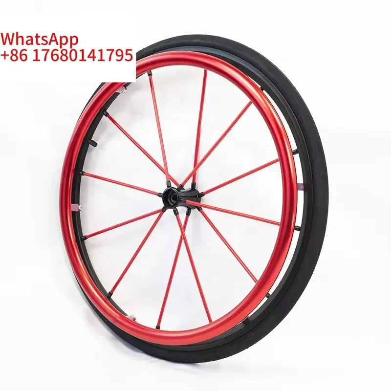 A Pair Aluminum Alloy Wheel Hub Wear-resistant Quick Disassembly D-type Hand Push Ring Sports Wheelchair Rear Wheel