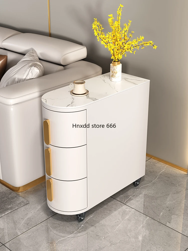 Bedside table Simple modern bedroom narrow side cabinet with wheels Small crevice storage locker Bedside table