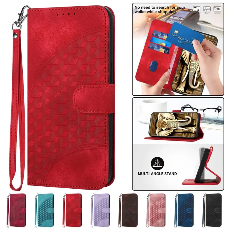 

For Motorola G73 G53 G23 G13 G62 G32 G22 G Power Lanyard Leather Wallet Card Phone Case E40 E30 E20 Edge 40 30 Flip Holder Cover