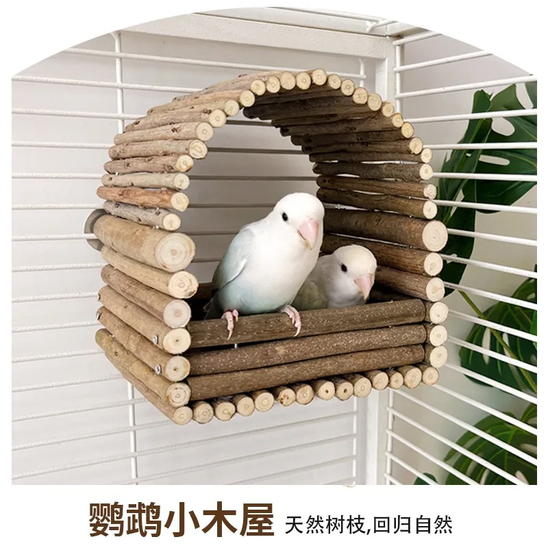 Parrot Breeding Box Wooden Bird House Fit For Budgie Cockatiel Nest Resting Shelter