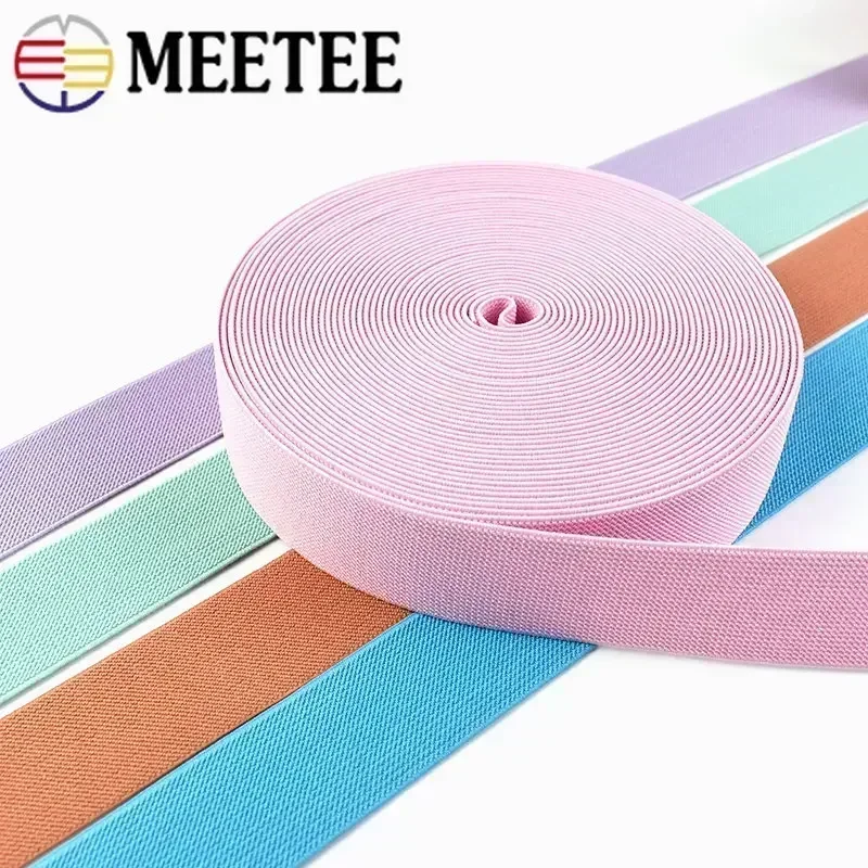 2Meters Meetee 25-40mm Sewing Elastic Band for Binding Clothes Rubber Bands Trousers Belt Stretch Fabric Tapes DIY Accessories