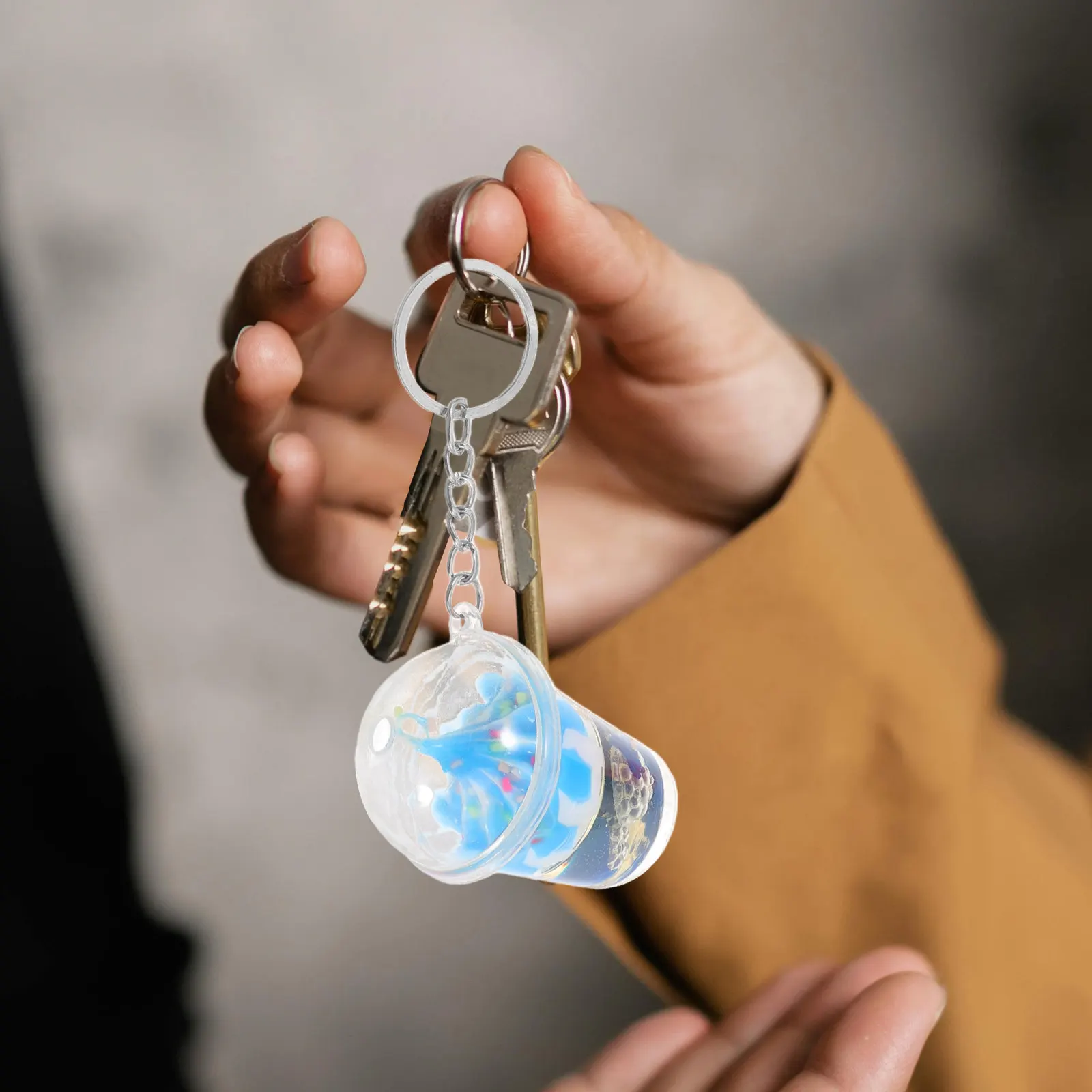 5Pcs Mini Ice Cream Sundae Cup Keychains Cute PVC Dessert Keychain for Backpack Purse Handbag Car Keys Party Wedding Decor
