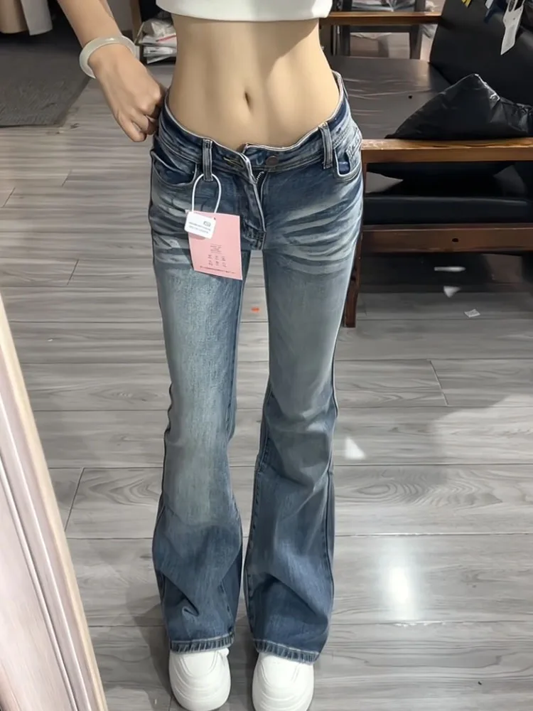 レトロアメリカン クローベルボット ジーンズ レディース スリムフィット 伸縮性ストレートレッグ ロングパンツ コットンストレッチデニム l ウエスト